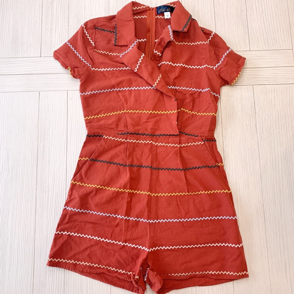 Francesca’s Brand Red Short-Sleeve Romper
